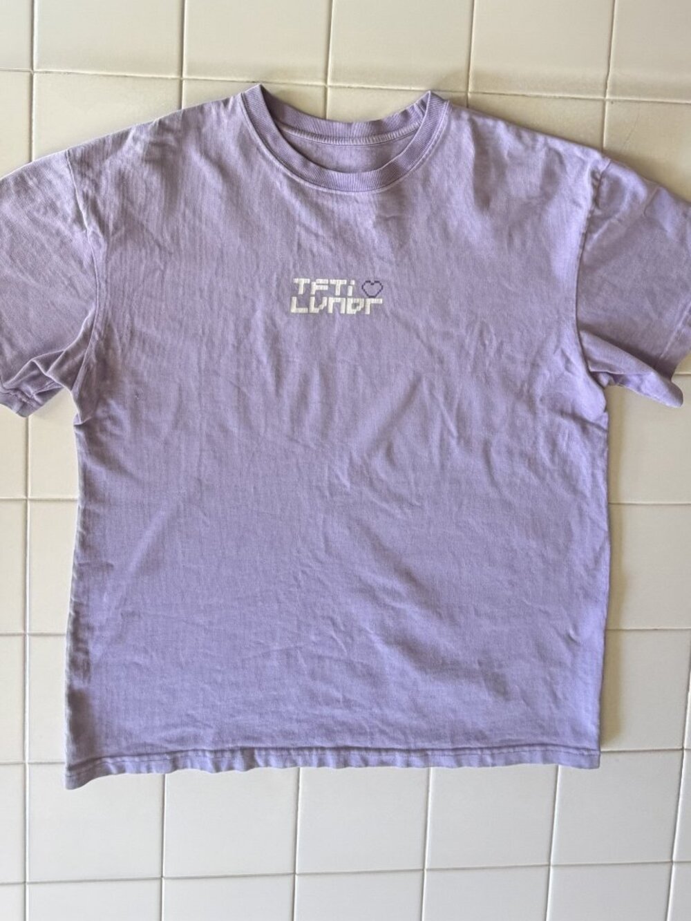 TFTI x Lavender Heavyweight Graphic Tee Oversized Koreatown Streetwear Purple L